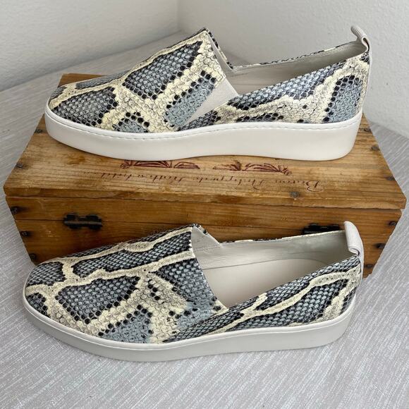Vince Saxon Platform Sneakers Women's Size 9 Snakeskin Embossed Leather Slip On - Picture 8 of 9
